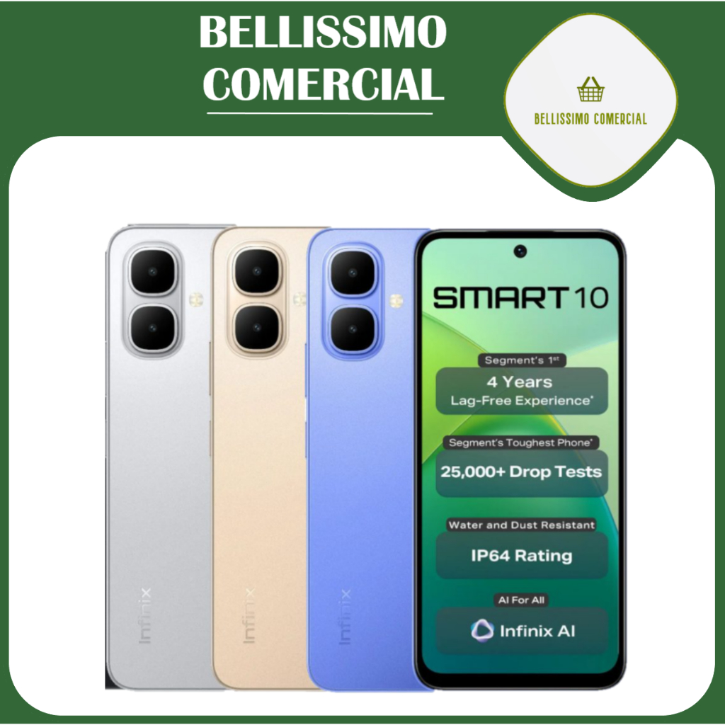 Celular Infinix Smart10 X6725 Dual SIM de 128GB 4GB RAM de 6.67" 8+2MP 8MP