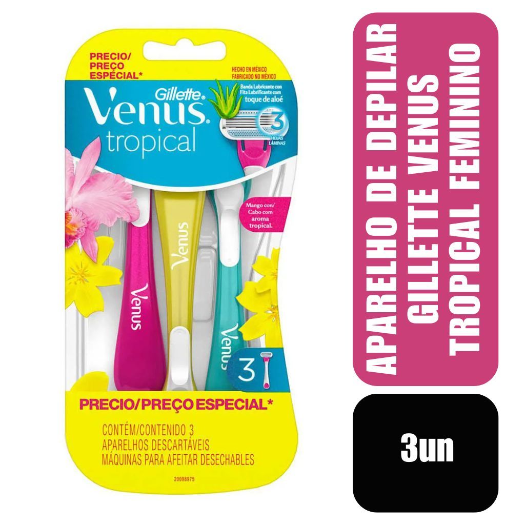 Aparelho de Depilar Gillette Venus Tropical Feminino com 3 unidades