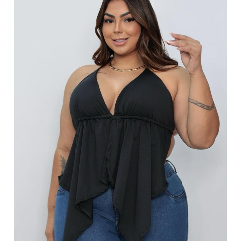BLUSA BATA AMARRAÇÃO ASSIMÉTRICA PLUS SIZE BABADO ENVIO RÁPIDO IMEDIATO MAIS VENDIDO TENDÊNCIA 2026 BLOGUEIRA
