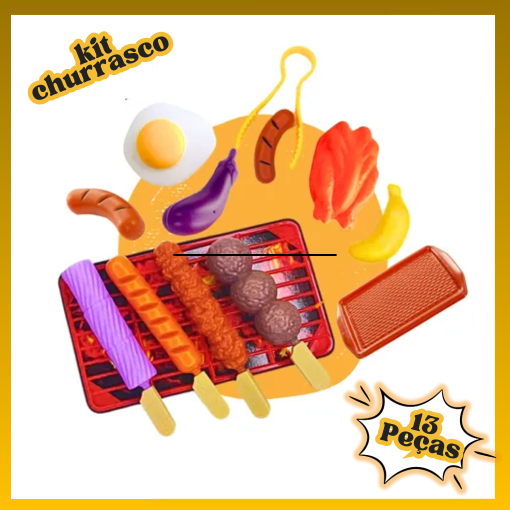 Kit 1/2 Brinquedos Comidinha Infantil Kit Churrasco Divertido com Espetinhos e Acessórios Completa em Oferta na Shopee