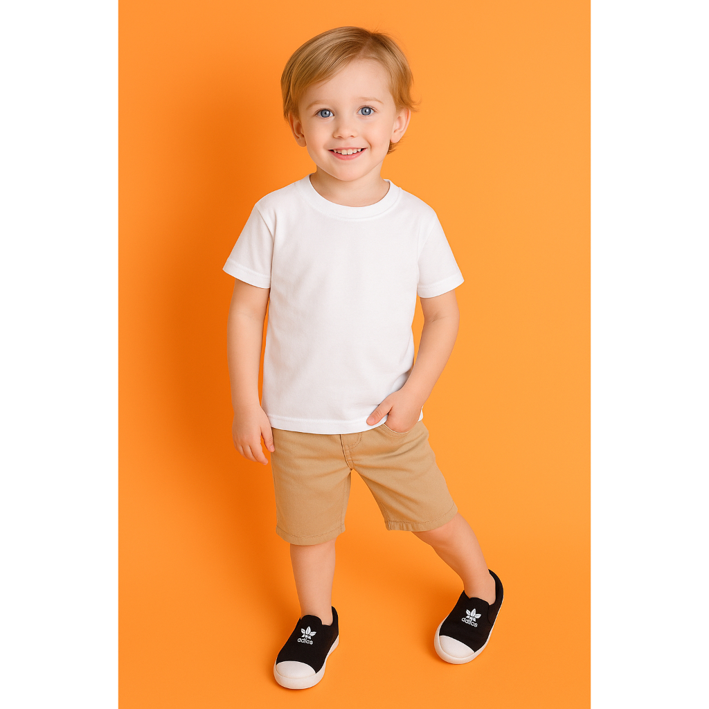 Camisa Camiseta Moda Masculina Infantil Algodão estilo casual Gola O lisa