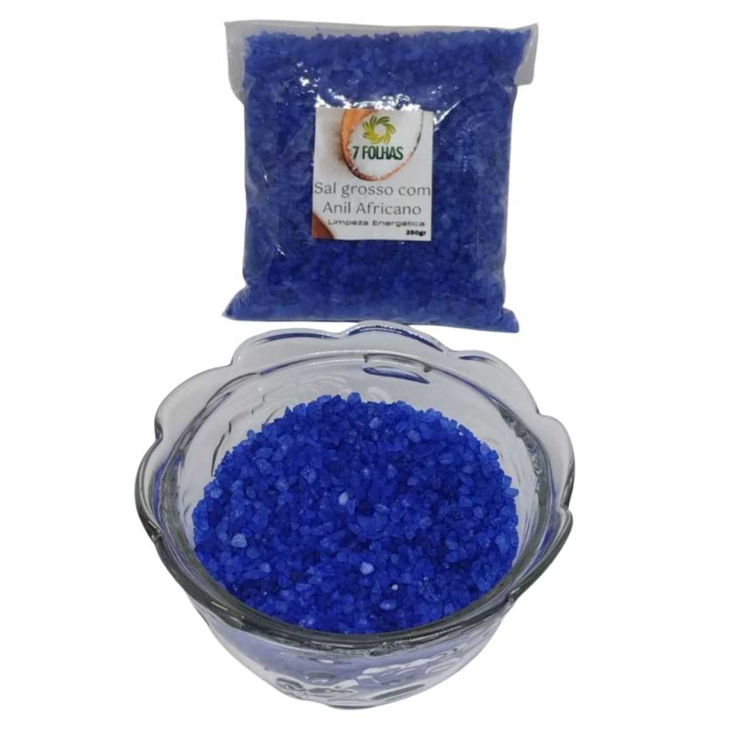 Sal Grosso com Anil Africano – 250g - Limpeza Profunda e Transmutação de Energias - 7 Folhas em Oferta na Shopee