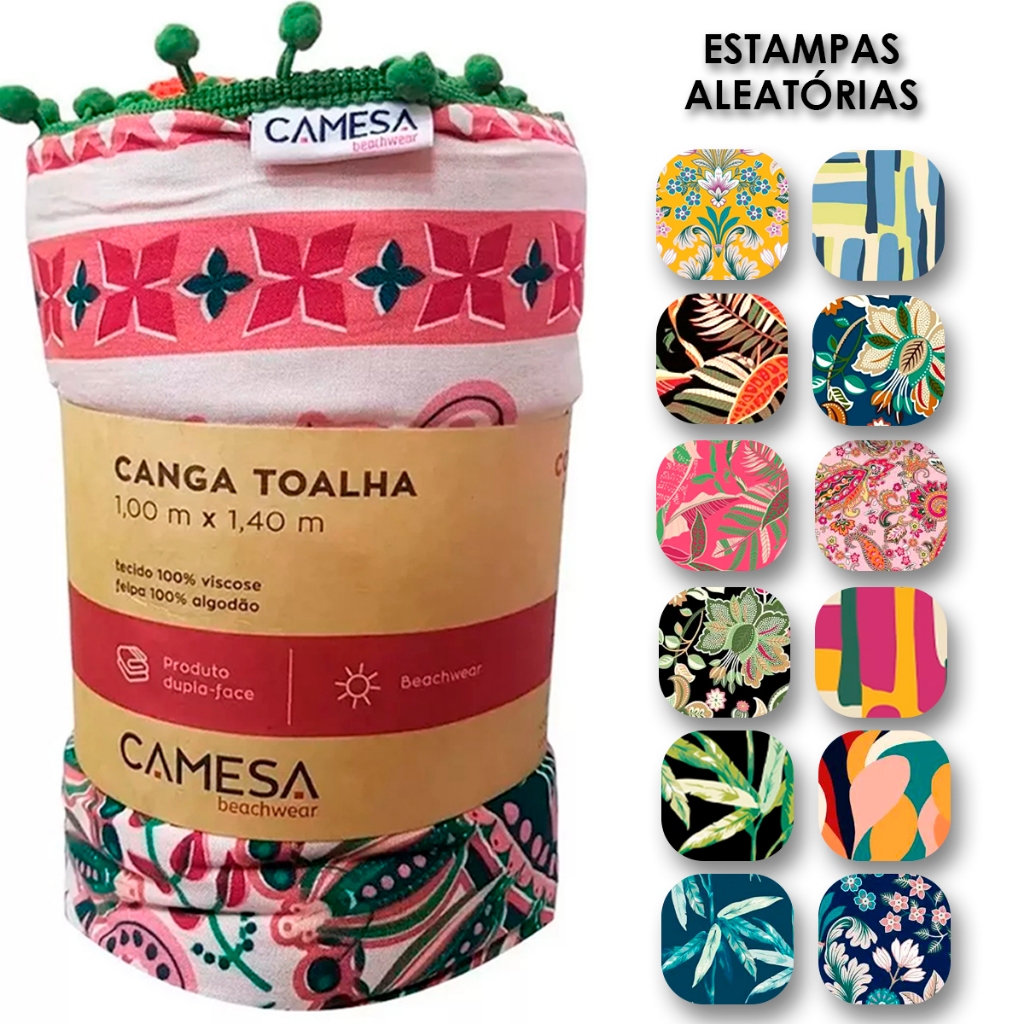Canga Toalha Pompom Dupla Face Atoalhada Saída de Praia Luxo Camesa Para Piscina Pós Banho Mar Beachwear Original