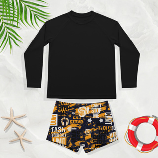 Conjunto Juvenil Menino Blusa Lisa + Sunga Estampada Proteção UV50+ 44-SE em Oferta na Shopee