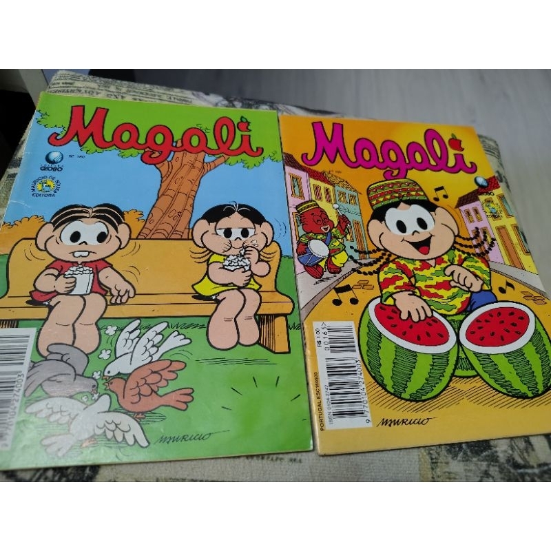 Lote com 21 gibis da Turma da Mônica, anos 1990, editora Globo.  São 7 gibis do Cascão, 7 da Magali e 7 do Chico Bento.
