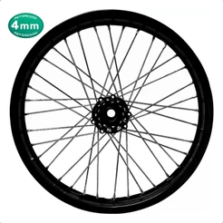 Roda Dianteira Aro Preto Cubo Preto Xtz 125 Montada E Alinhada Raios 4mm Cromado