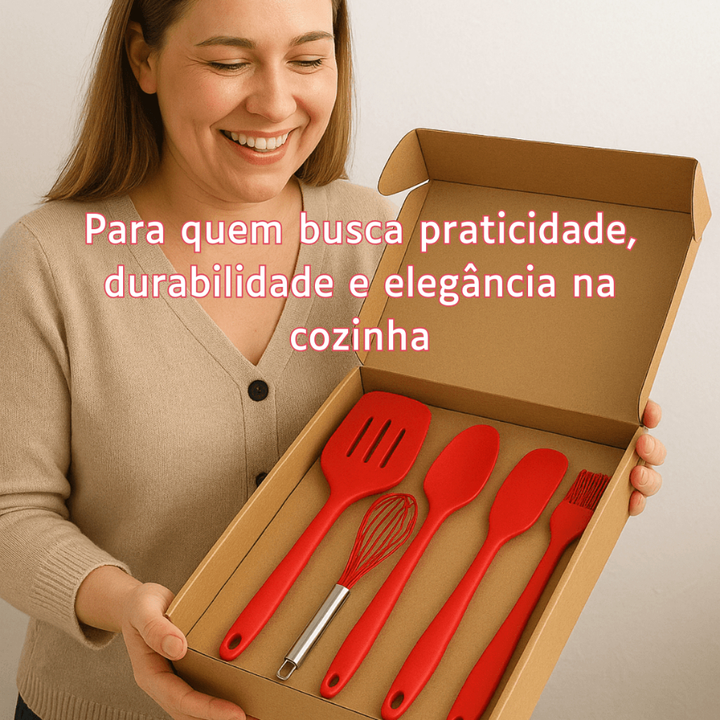 Jogo Utensilios Cozinha Kit 5 Pecas Resistente Conjunto Silicone Antiaderente Colorido