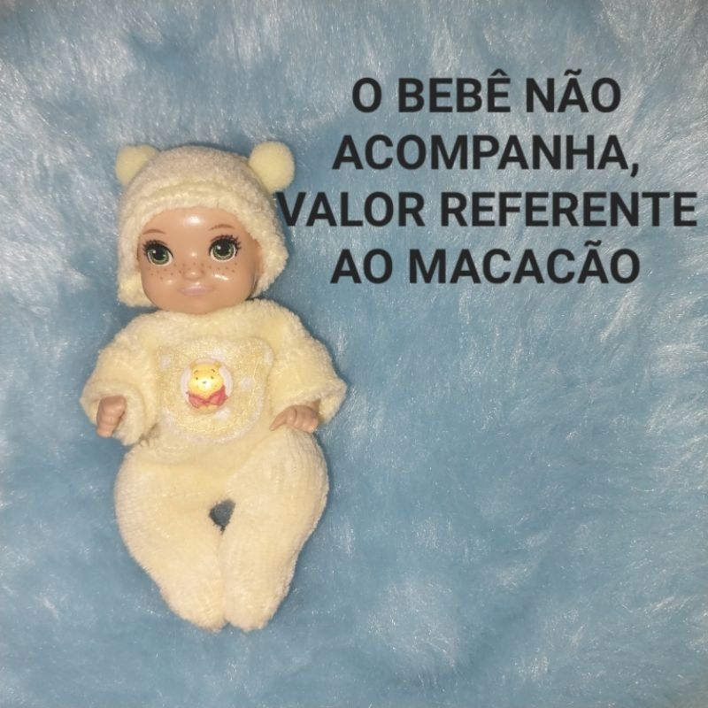 Macacão para bebê da barbie pelúcia ursinho puff( ATENÇÃO O BEBÊ NÃO ACOMPANHA, VALOR REFERENTE AO MACACÃO)