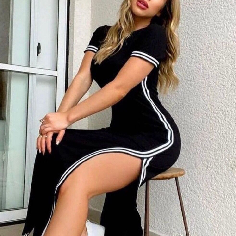 Vestido Midi Tubinho Canelado Fenda Lateral Confortável tendencia em Oferta na Shopee