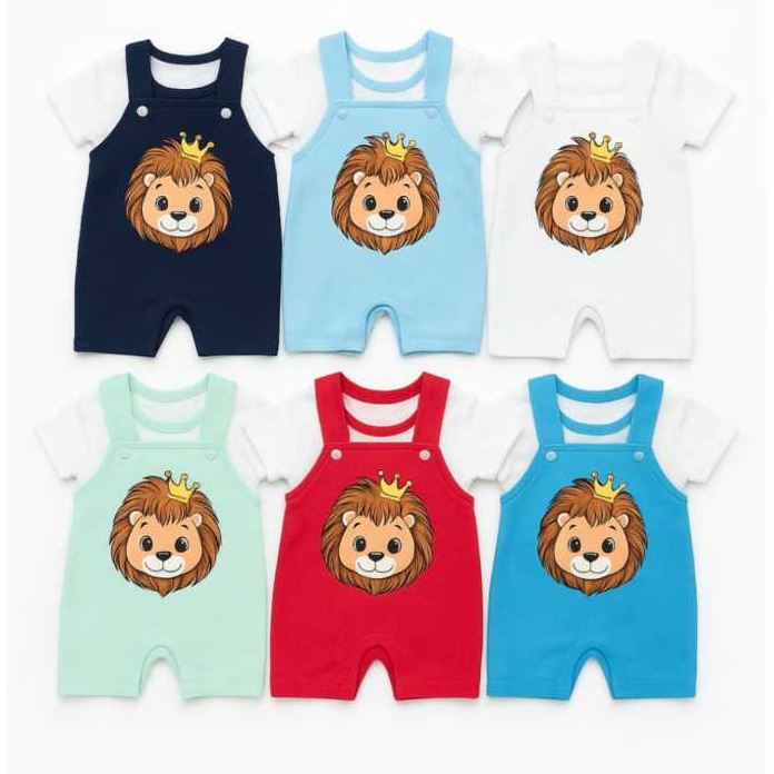 jardineira baby leão + camiseta para bebê menino. em Oferta na Shopee