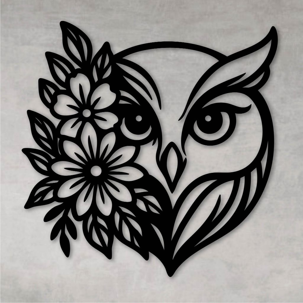 Quadro Decorativo Vazado Decoração Coruja Florida MDF Preto 2 em Oferta na Shopee