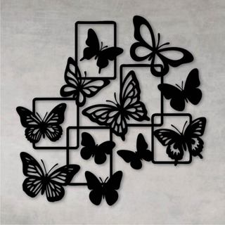 Quadro Decorativo Vazado Decoração Painel Borboletas MDF Preto em Oferta na Shopee