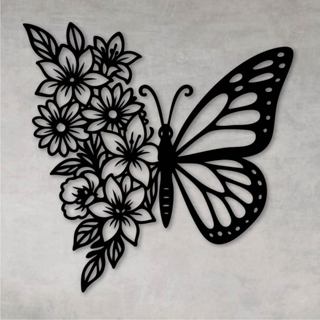 Quadro Decorativo Vazado Decoração Borboleta Florida MDF Preto 2 em Oferta na Shopee