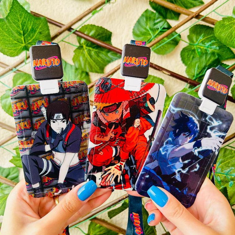 Porta Cartão Naruto com Roller Clip - Anime Desenho Escolar Porta Crácha Sasuke em Oferta na Shopee