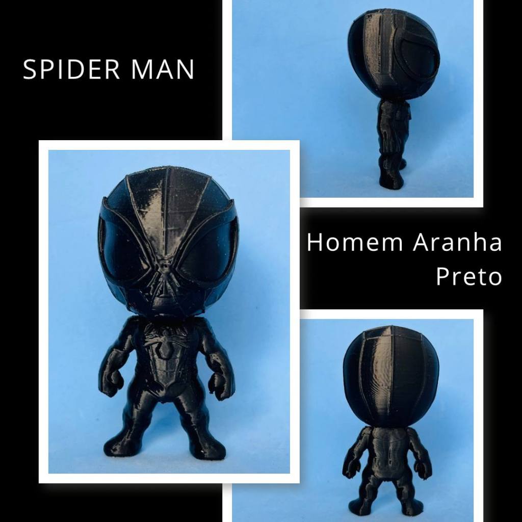 Boneco Spider Man Homem Aranha Preto Marvel Impressão 3D Coleção Decoração