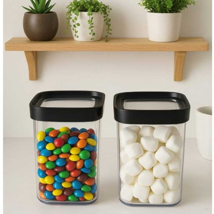 kit de Potes Herméticos com Vedação Empilháveis em Acrilico Cristal