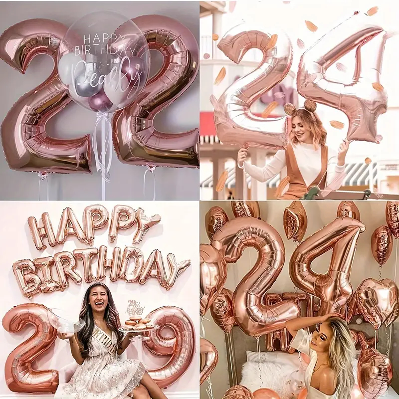 Kit 2 Uni De Balão de Hélio Metalizado Decorativo Números de 0-9 Tamanho 32 Pol 80CM Rose em Oferta na Shopee