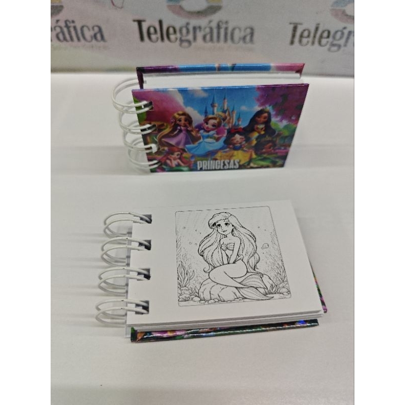 Mini Caderno de Colorir Princesa e Capa Dura em Papel 150 Gramas