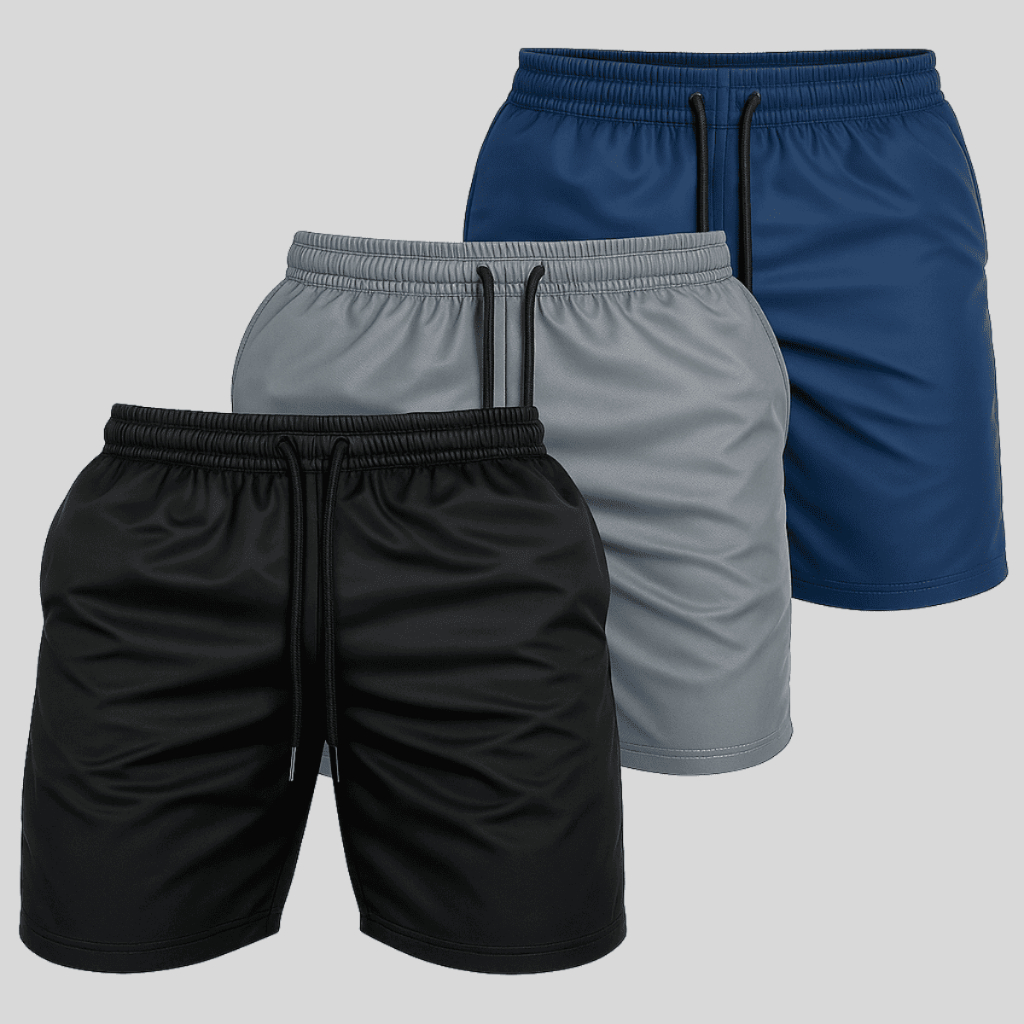 Kit 3 Short Mauricinho Tactel Bermuda Masculina Tectel Grosso Liso Com Elástico Praia Treino