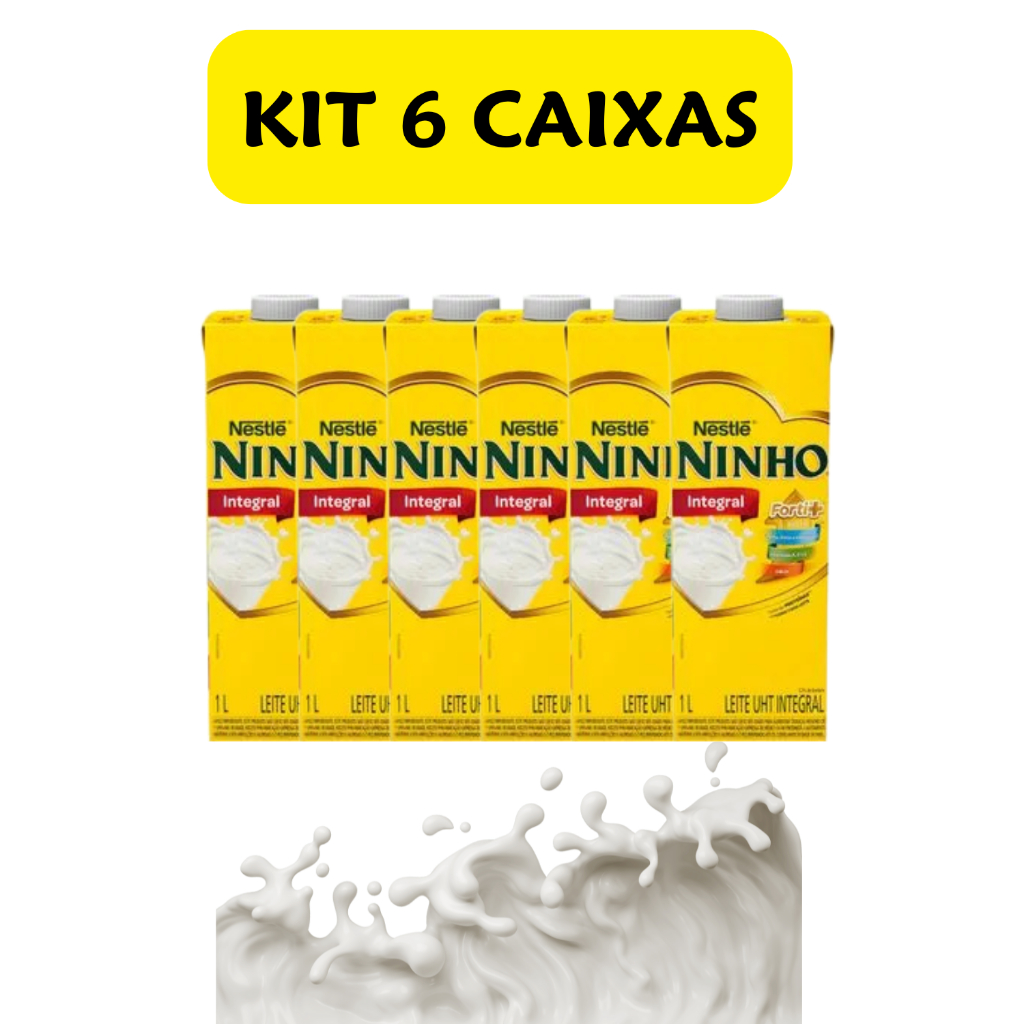 Kit 6 un 1l Caixas Leite Longa Vida Ninho Integral Leite UHT gourmet saudavel promoçao familia