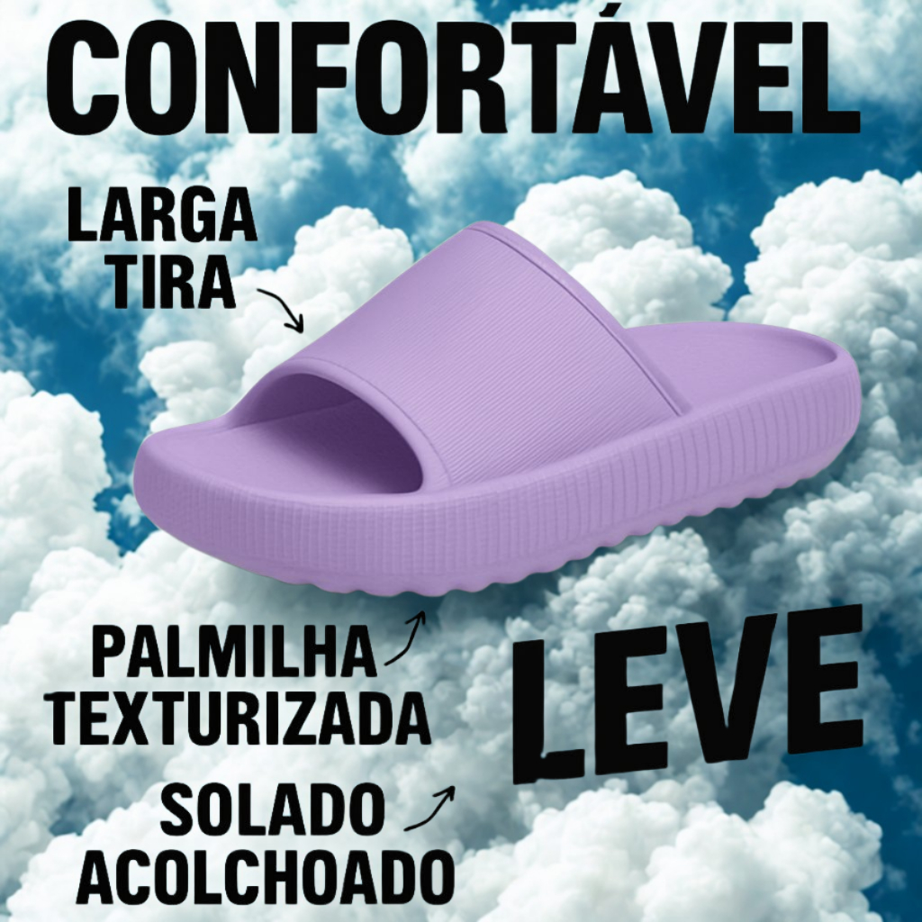 Chinelo Nuvem Para Caminhada Confortavel Ortopedico Macio