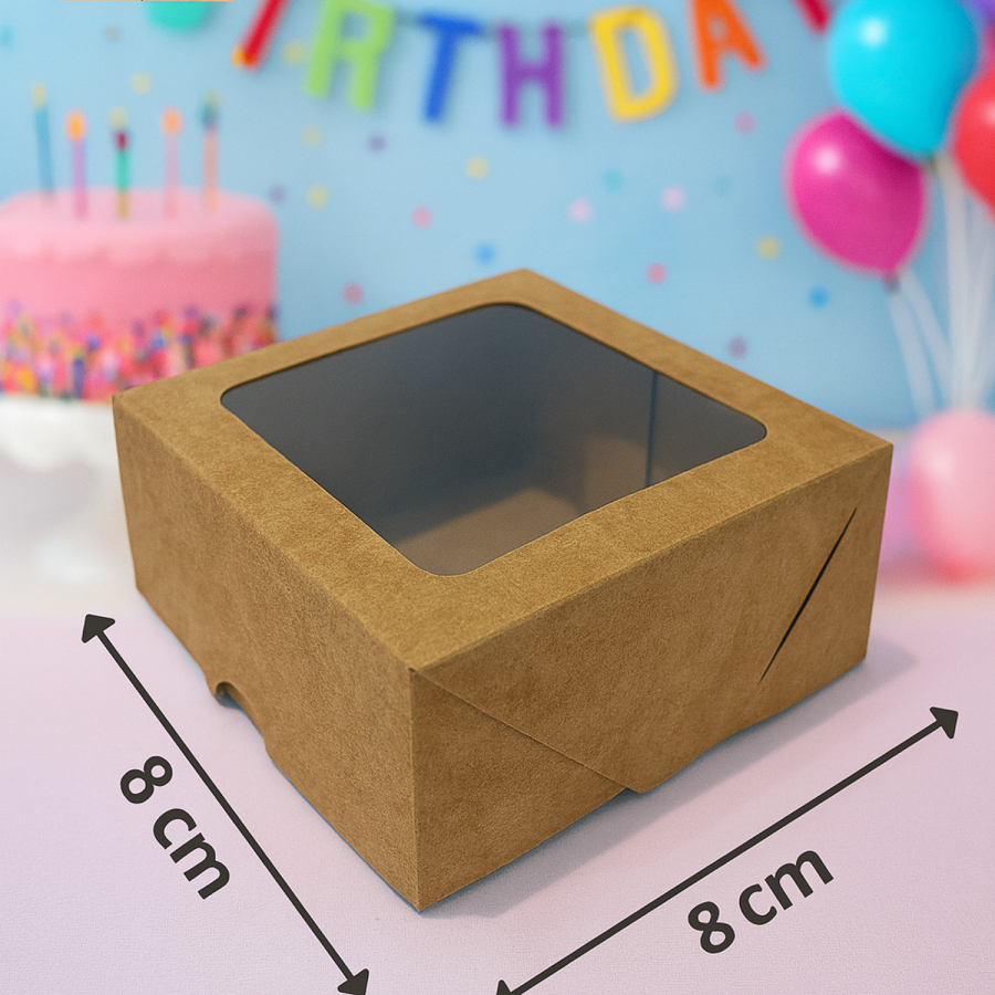 Caixa Visor 130 unid 8x8x4 Lembrancinhas, Doces, Sabonetes kraft- Embalagem com 130 unidades em Oferta na Shopee