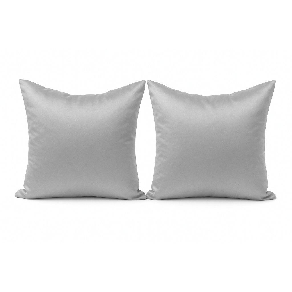 Kit 2 Capa de Almofada 45x45 tecido Cetim Charmousse Seda  Com Zíper lisa (Sofá Salar Quarto)