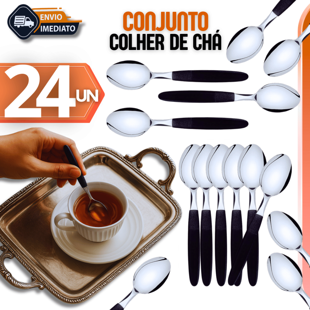 24 Colher Colheres de Chá Café Em Inox Cabo de Plástico Resistente Qualidade Premium Multifuncional Variáveis