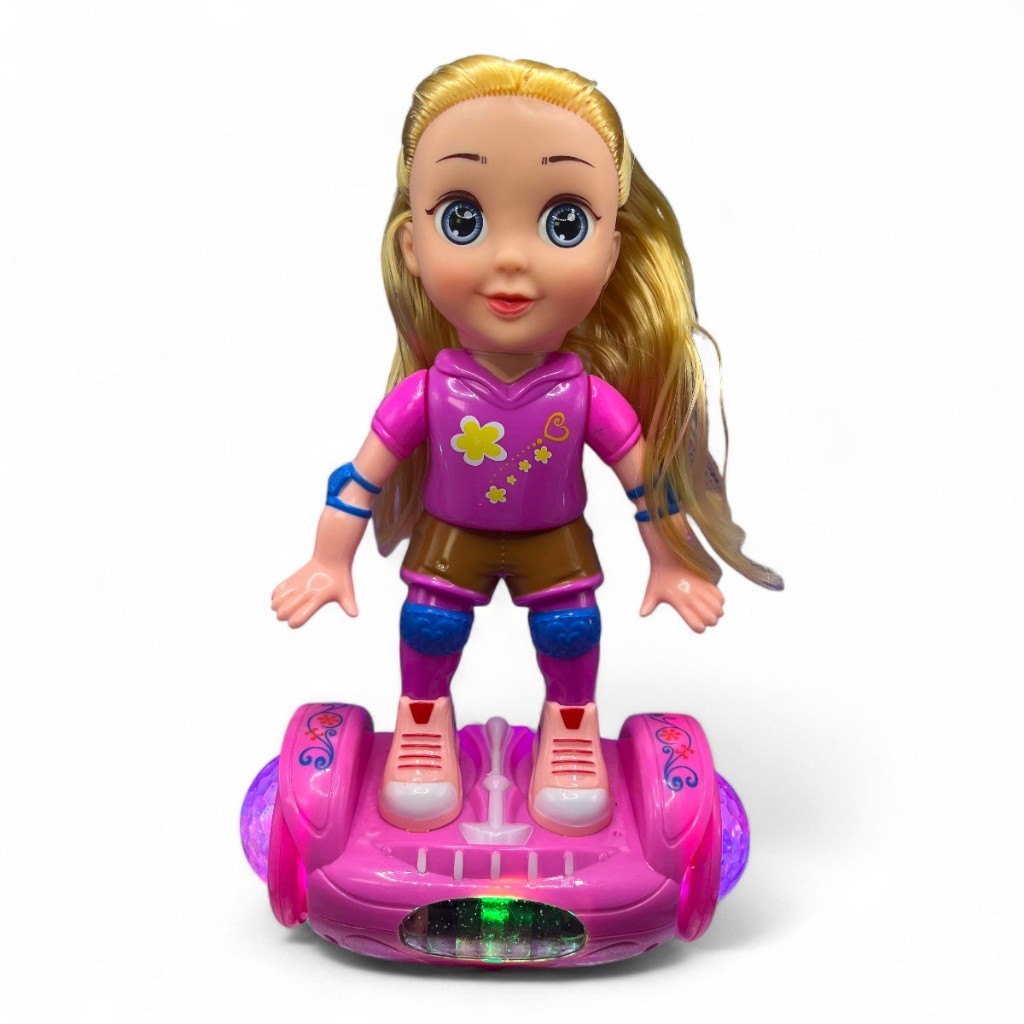 Boneca Giratória Hoverboard Musical Com Luz e Som Bate e Volta Overboard Brinquedo