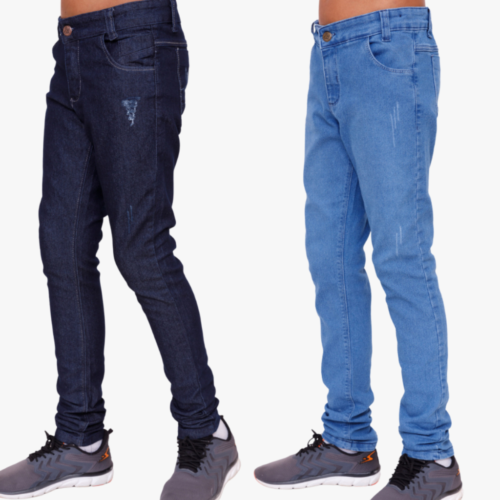 Kit 2 Calças Jeans Infantil Masculina Regulador Juvenil Adolescente Menino Escola Passeio 10 ao 16
