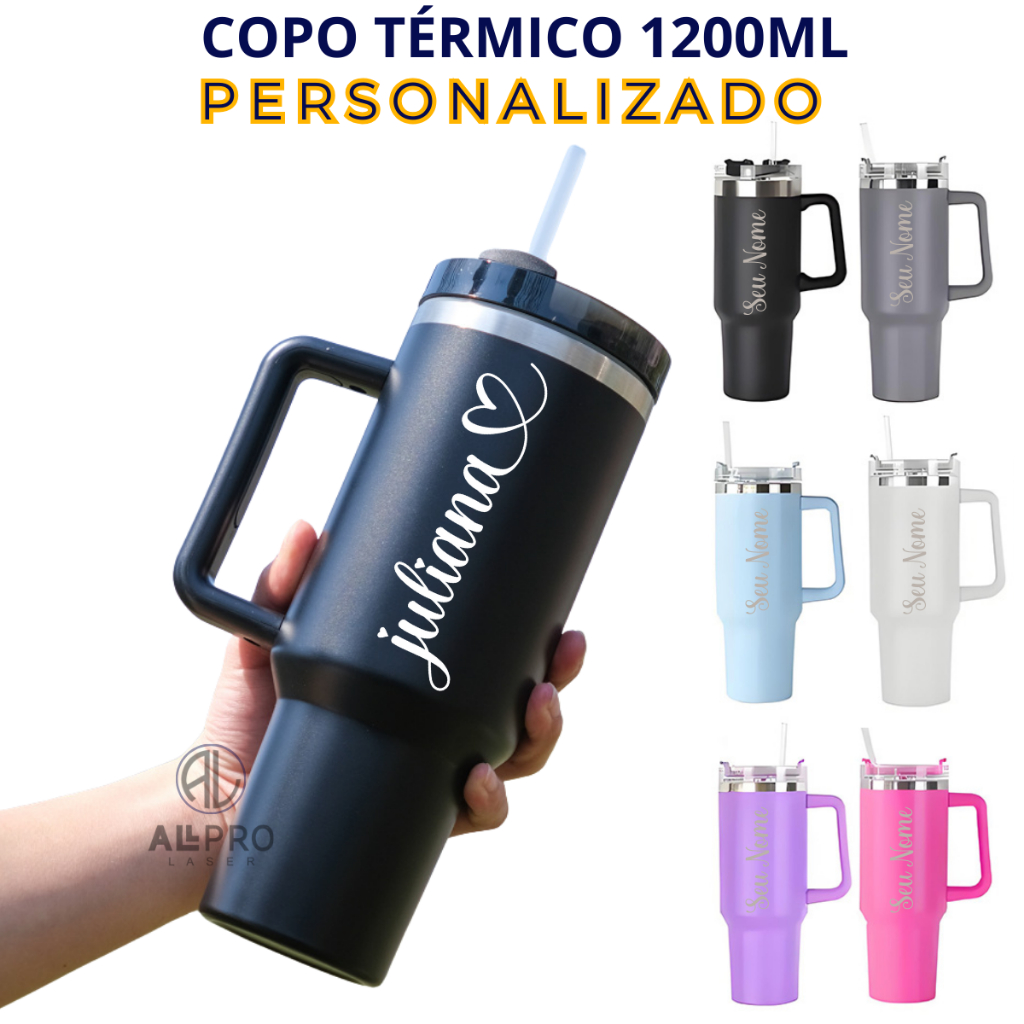 Copo Térmico 1200ml Com Alça E Canudo Personalizado Com Nome em Oferta na Shopee