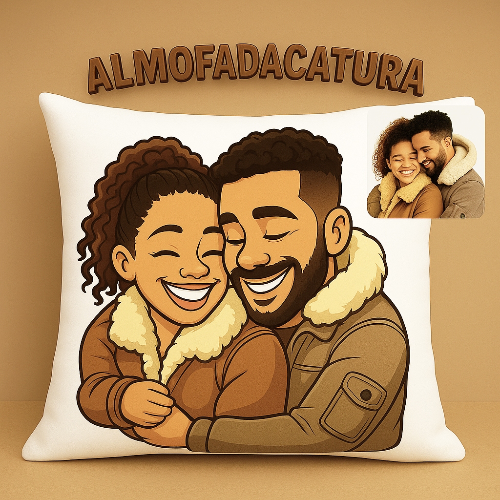 Almofada com Caricatura Personalizada Decorativa Com Enchimento Antialérgico