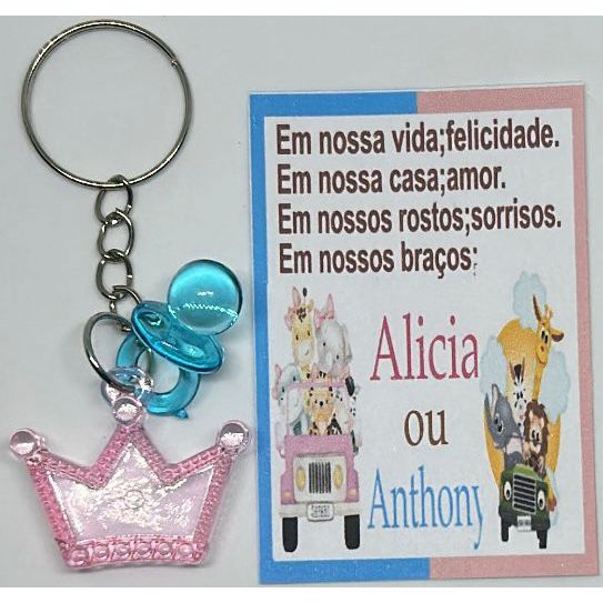 50 Lembrancinha chá de bebê coroa c/chupeta /nascimento/ revelação /cha rifa/aniversario/acrilico