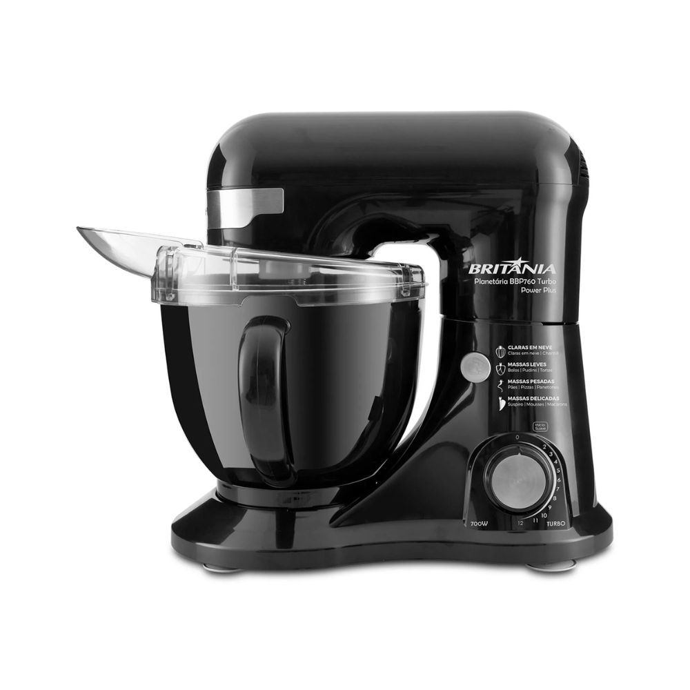 Batedeira Planetária Britânia BBP760P Power Turbo 700w 4,5 Litros 12 Velocidades Voltagem Conforme Variações