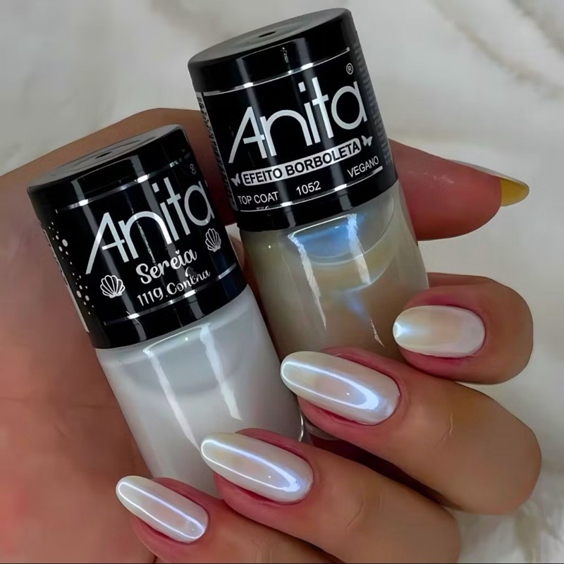 Esmaltes Anita Concha Branco, Top Coat Efeito Borboleta - Escolher em Oferta na Shopee