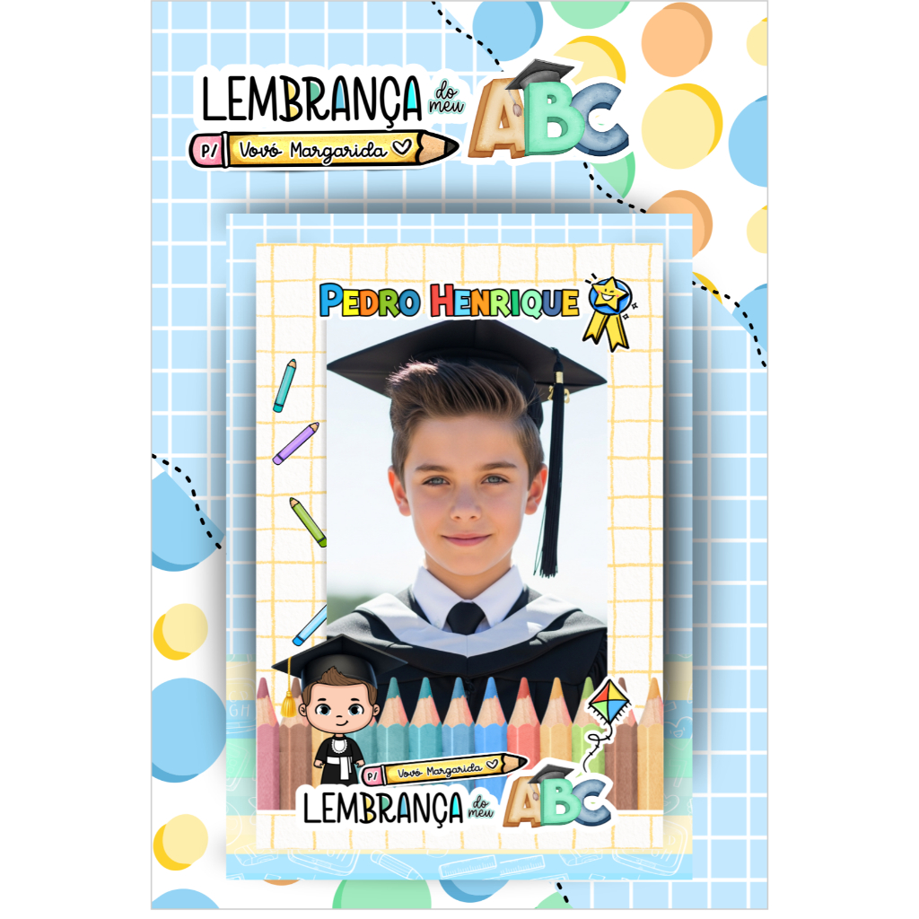 Ímã Personalizado para Formatura ABC (alunos c/ pele morena e negra) – Foto e Arte Exclusiva Infantil