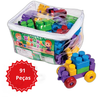 Blocos Baby Para Montar Encaixar Com 91 Peças Grandes Infantil Bag Organizadora em Oferta na Shopee