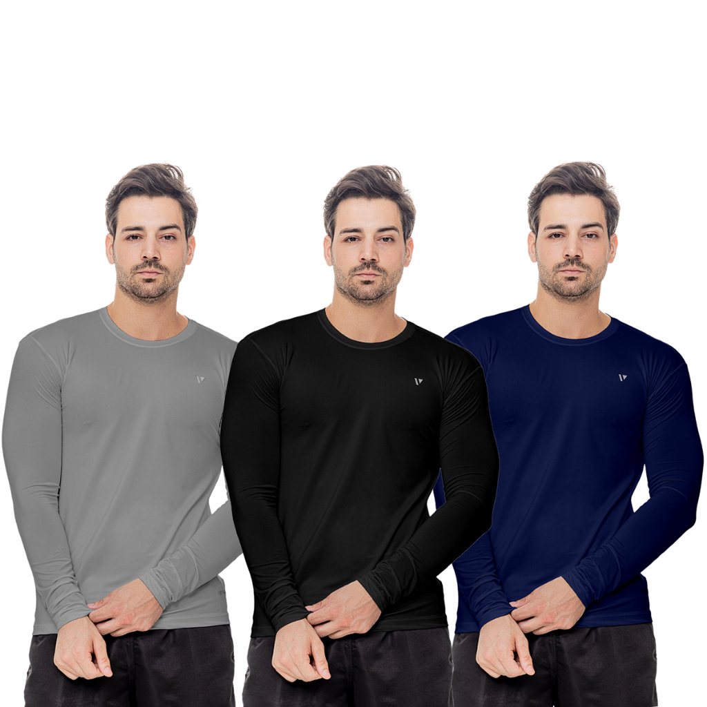 Kit 3 Camisas Térmica Voker Segunda Pele Proteção Solar Uv Dry Fit
