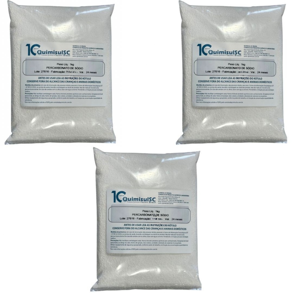BRANQUEADOR 100% PURO 3 KG QUIMISUL (P E R C A R B O N A T O) em Oferta na Shopee