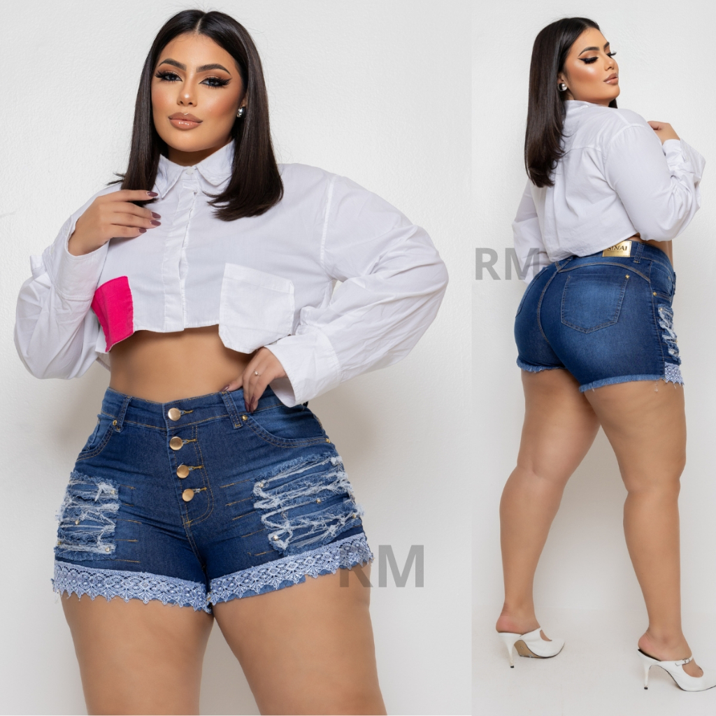 Roupas Femininas Shorts Jeans Plus Size Com Lycra Moda Feminina Moda Feminina em Oferta na Shopee