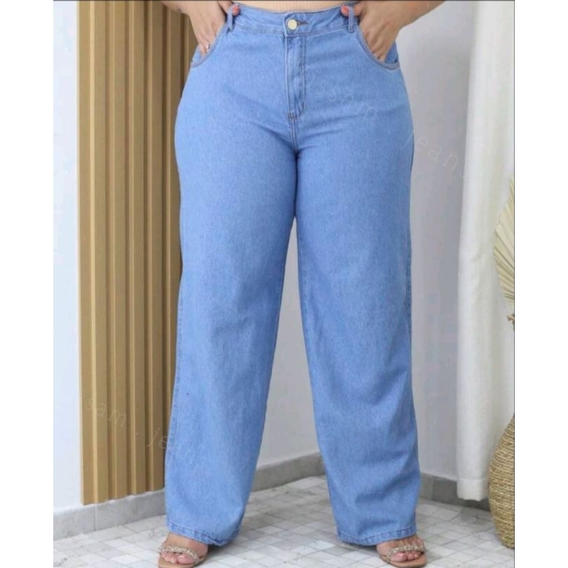 calça wide leg Plus Size jeans feminina wissam jeans
