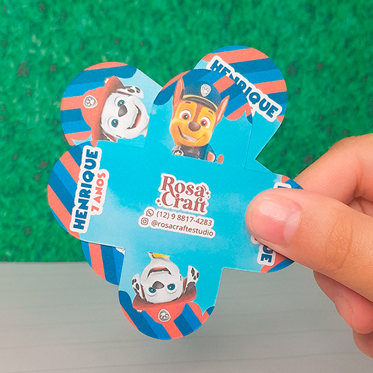 40 a 120 Forminhas de doce personalizada Patrulha Canina Azul  - 4 pétalas - Aniversário - Docinhos