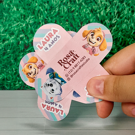 40 a 120 Forminhas de doce personalizada Patrulha Canina Rosa  - 4 pétalas - Aniversário - Docinhos