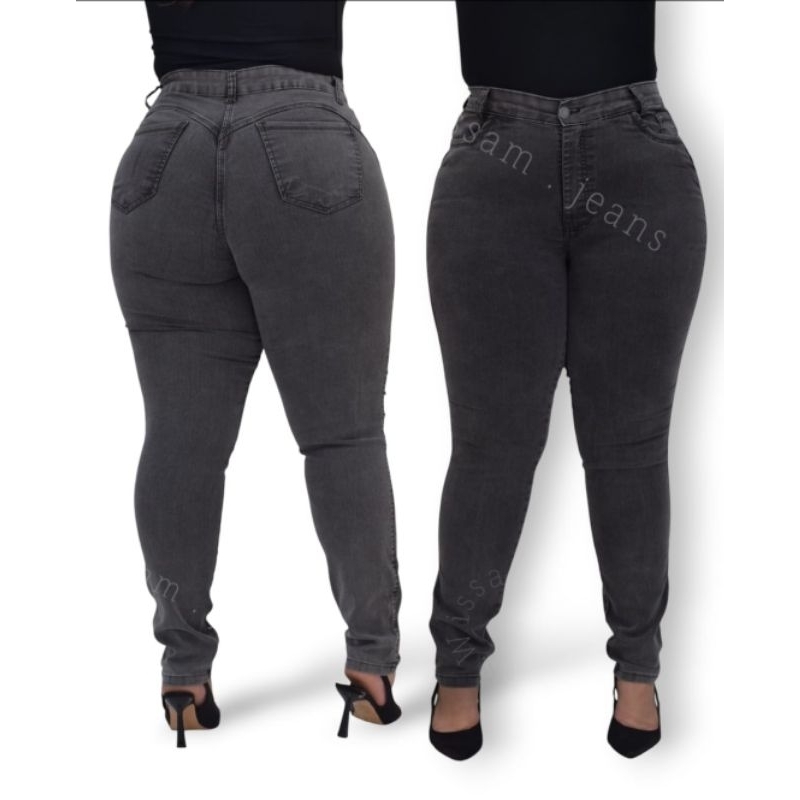 calça skinny grafite Plus size jeans feminina com laycra wissam jeans