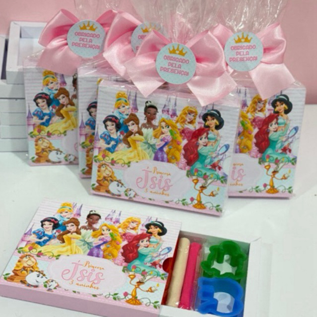 KIT MASSINHA Personalizado Princesas | Lembrancinha Festa Infantil | Com Cortadores | Fazemos qualquer Tema