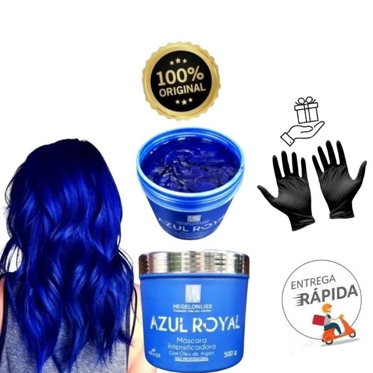 Máscara Matizadora Tonalizante Azul Royal Hegelon Liss 500g