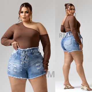 Roupas Femininas Shorts Jeans Plus Size Com Lycra