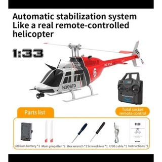 Helicóptero Controle Remoto C138 6 Eixos 6 Canais Novo Vermelho e Branco