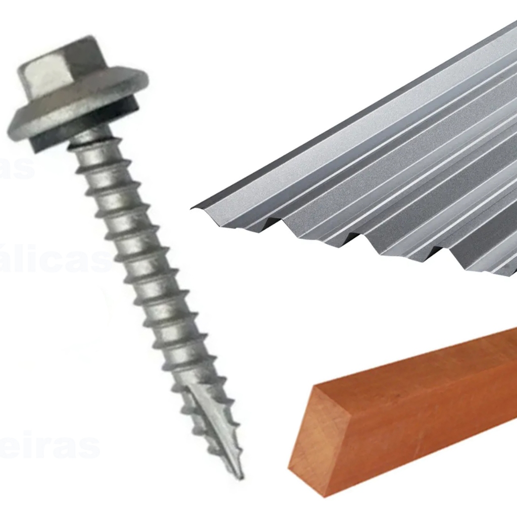 500 Parafusos Telha Metalica Zinco Estrut Madeira 4.8x38mm em Oferta na Shopee