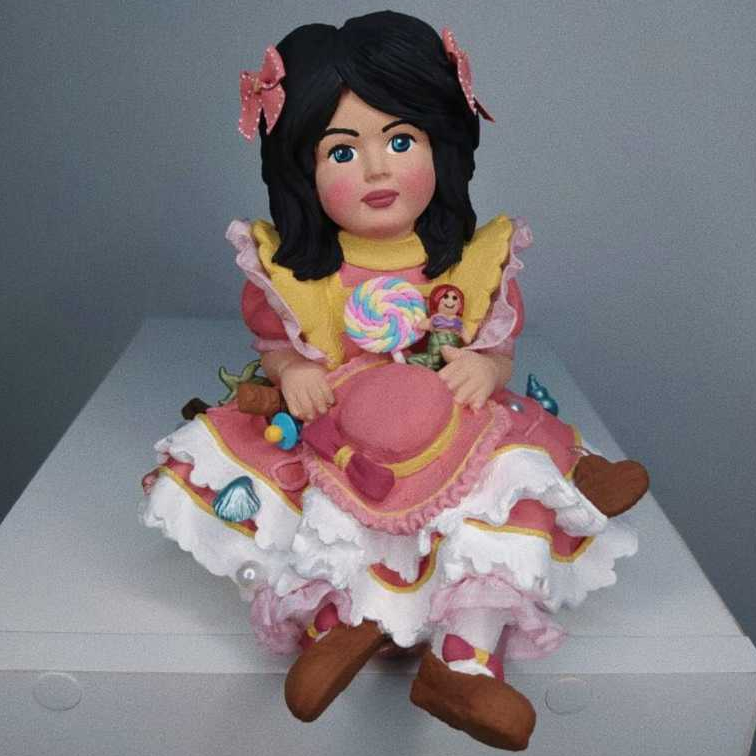 Escultura/ Imagem Erê Mariazinha da Praia em Gesso Cru 18cm/ Ibejada